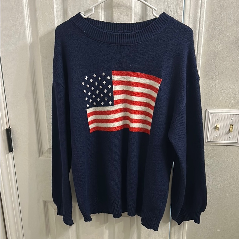 Navy Sweater with American Flag Design